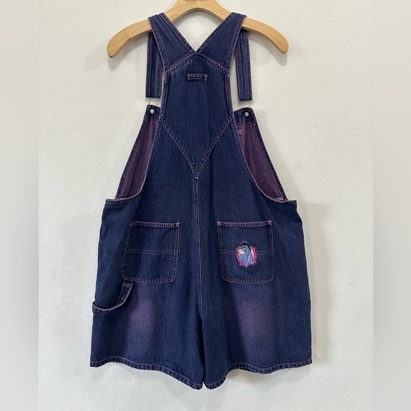 Vintage 90's Disney Eeyore Denim Overalls Shortalls Y2K Xlarge - Picture 2 of 8